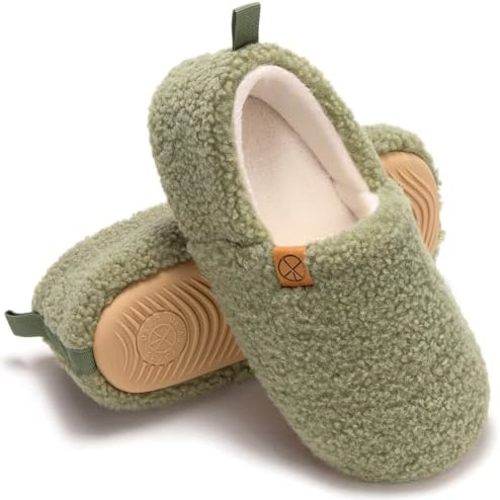 Women's House Slippers Lightweight Memory Foam House Shoes Cozy Closed Back Slippers with Curly Fleece for Indoor Outdoor