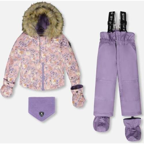 Two-Piece Baby Play Snowsuit, Purple Gray