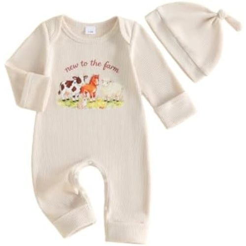 KMBANGI New to The Farm Baby Clothes Country Animal Romper Western Outfit