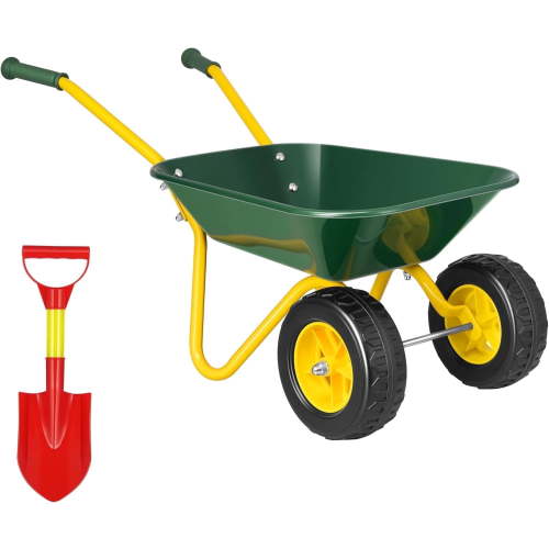 SPECSTAR Kids Wheelbarrow Children Garden Cart with Toddler Gardening Tool Set Child Wheel Barrel Outdoor Indoor Toys Gift Green