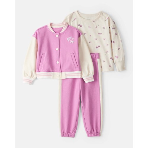 Toddler Girl 3-Piece Cotton Long-Sleeve Layering Set - Purple - Carter's | Carter's