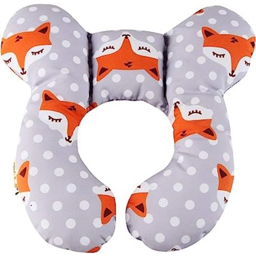 Baby Travel Pillow, Infant Head and Neck Support Pillow for Car Seat, for 0-2 Years Old Baby (Gray Fox)
