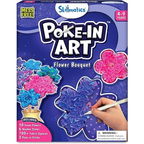 Skillmatics Poke-in Art - Flower Bouquet, Mess-Free Creative Activity, DIY Wood Craft Kits, Gifts for Girls & Boys Ages 4, 5, 6, 7, 8, 9
