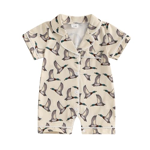 Newborn Summer Pajamas Baby Boy Girl Button Down Romper Cute Infant Sleepwear One-Piece Pjs