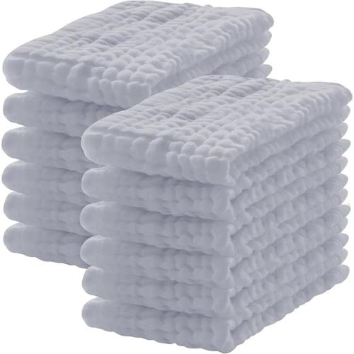 Pack Of 12 Cotton Muslin Burp Cloths For Babies