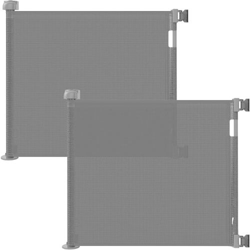 2-Pack Retractable Baby Gate for Stairs-33”Height, Expands up to 55”Width-Safety Gate for Infants, Toddlers, Dogs & Pets-Easy Install, Secure Closure, White Mesh Design for Indoor & Outdoor Use
