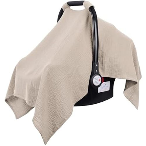 Metplus Muslin Car Seat Cover for Babies, 100% Cotton Infant Carseat Canopy