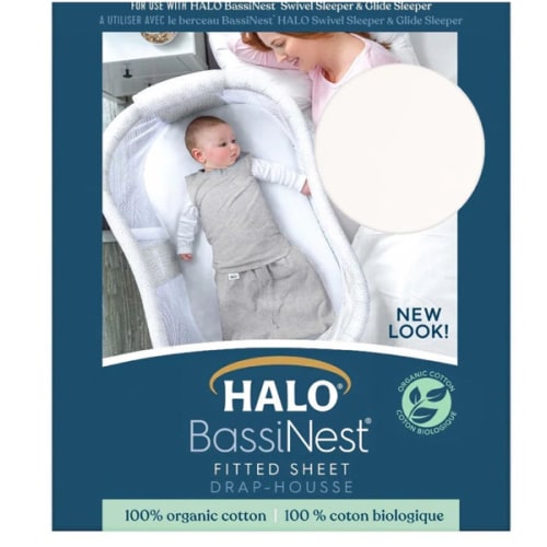 HALO - Bassinest Fitted Sheet | 100% Organic Cotton -White - white ,