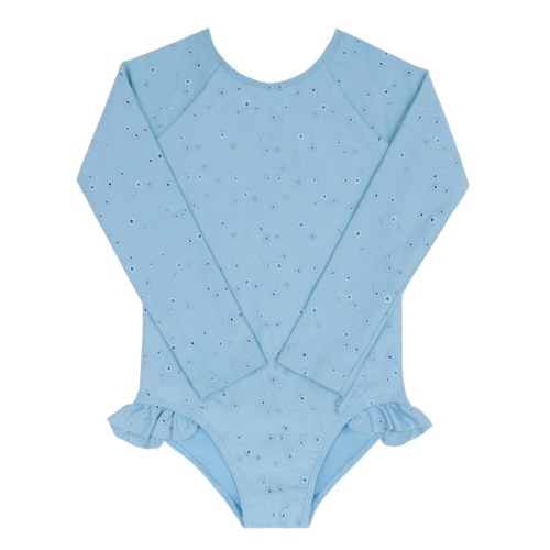 girls dusk blue eyelet rashguard one piece