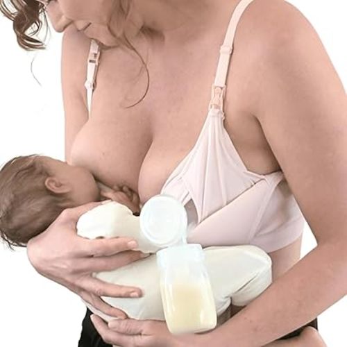 Supermom Silhouette with Light Fixed Pads, Pumping Bra Hands Free, Adjustable Pumping & Nursing Bra for All Breast Pumps
