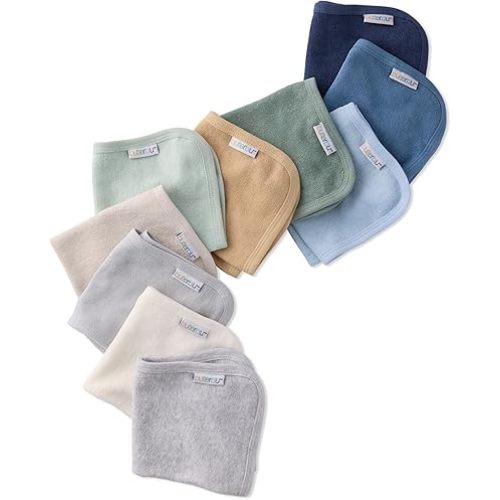 River 10-Pack Baby Terry Washcloths 100% Organic Cotton Absorbent for Baby and Toddler Boys & Girls, Seafoam Terra Rainbow, One Size