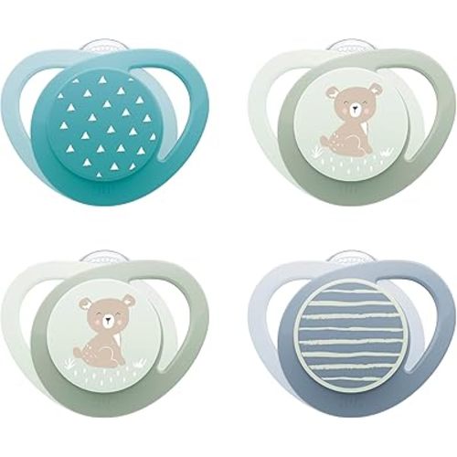 NUK Glow-in-the-Dark Orthodontic Pacifier with Heart-Shaped Shield, BPA-Free, fits 6-18 Months, 4-Pack
