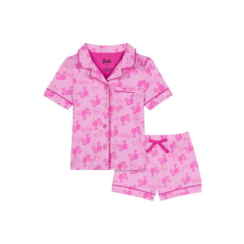 Barbie Toddler Girls Short Sleeve Button Front Top and Sleep Shorts, 2-Piece, Sizes 2T-5T