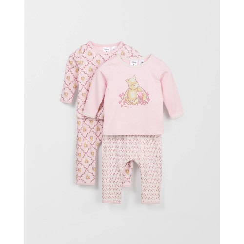 Disney Winnie The Pooh Organic Cotton 2 Pack Baby Pyjama Set - Pink | Target Australia