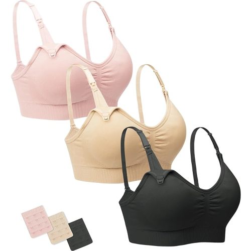 Stelle Nursing Bras Maternity Bra for Breastfeeding Pregnancy Wireless Bralette with Pads, Extenders & Clips