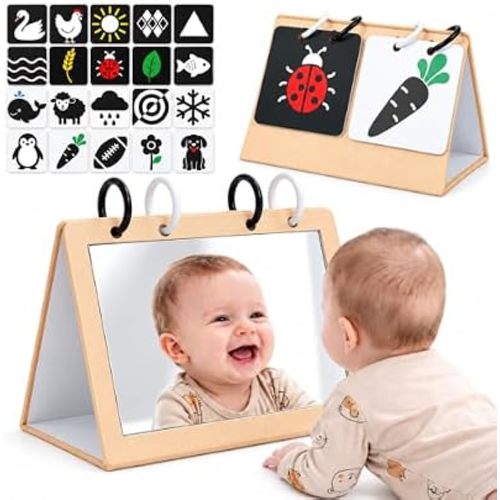 URMYWO Tummy Time Mirror Toys, Flash Cards