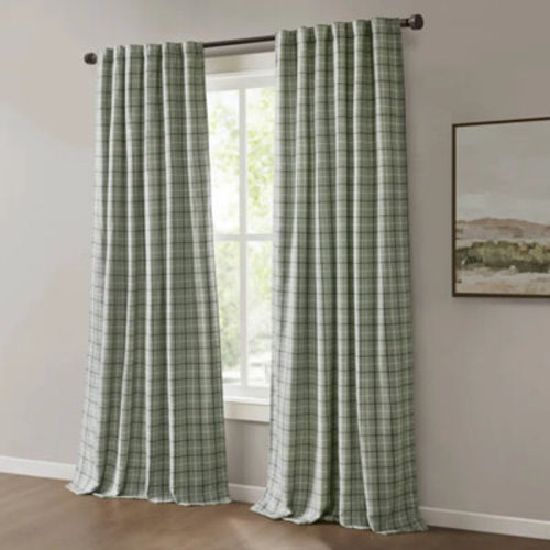 Madison Park Anaheim Woven Plaid Room Darkening Thermal Fleece Lined Single Curtain Panel & Reviews | Wayfair