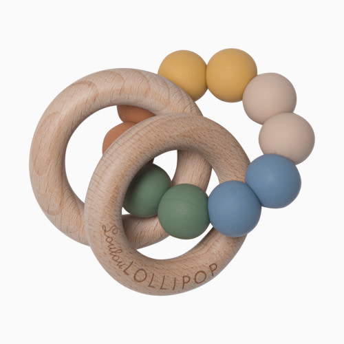 Loulou Lollipop Loulou Lollipop x Babylist Bubble Silicone & Wood Teething Rattle - Modern Primary Multi