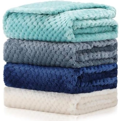 Frienda 4 Pcs Baby Blanket for Girls Boys Infant 32x24,Blue Green Color