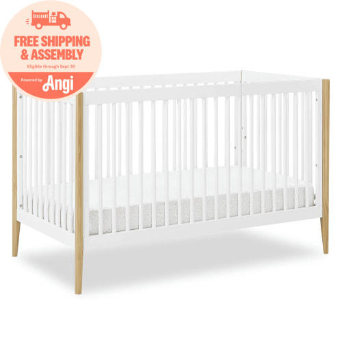 Delta Children Casey 4-in-1 Convertible Crib, Bianca White/Natural
