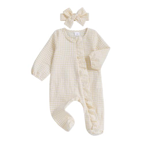 Yoawdats Newborn Baby Girl Clothes Romper Sleep and Play Footie Sleepers Pajamas PJS Fall Winter Coming Home Outfits