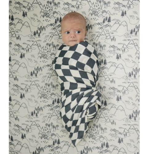 Charcoal Checkered Muslin Swaddle Blanket