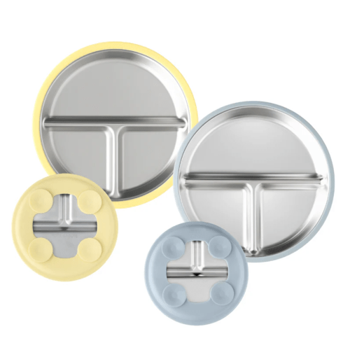Stainless Steel Plate Set of 2 (Butter Yellow & Baby Blue)