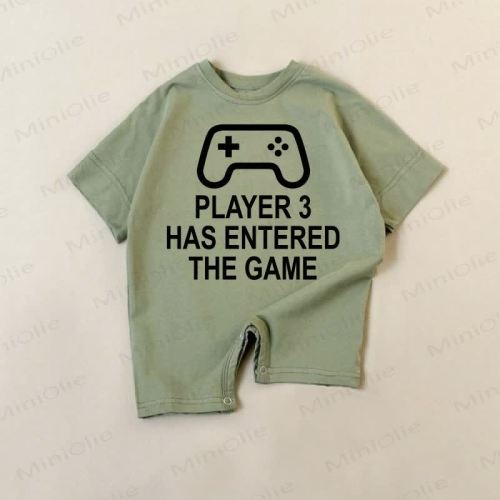 PLAYER 3 HAS ENTERED THE GAME Baby Green Romper