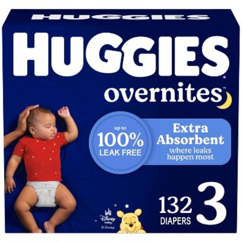 Huggies Overnites Nighttime Protection Diapers - Size 3 - 132ct