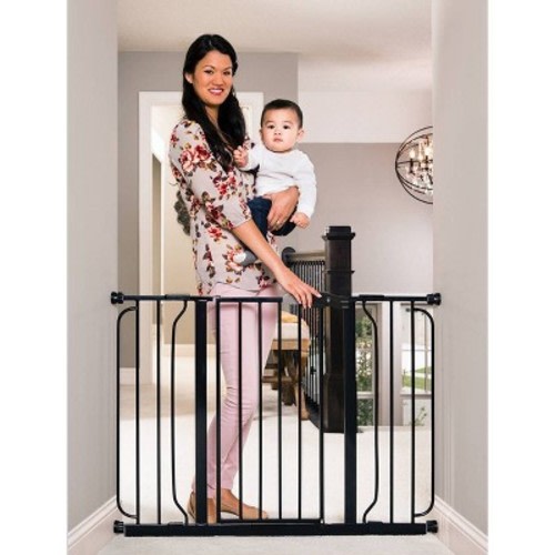 Regalo Extra Wide Easy Step Metal Walk Through Baby Gate - Black: Pressure-Mounted, Hardware Mounted, For Doorways