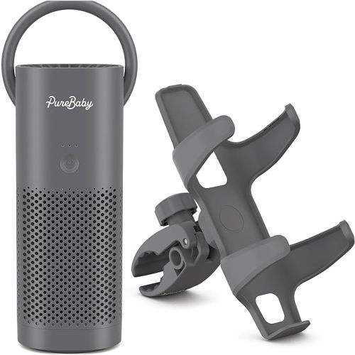Pure Enrichment PureBaby On-the-Go Air Purifier - Portable Stroller Air Purifier & Adjustable Clamp for Car Seat, Crib, Bassinet & Playpen - True HEPA Filter Removes 99.97% of Allergens Around Baby