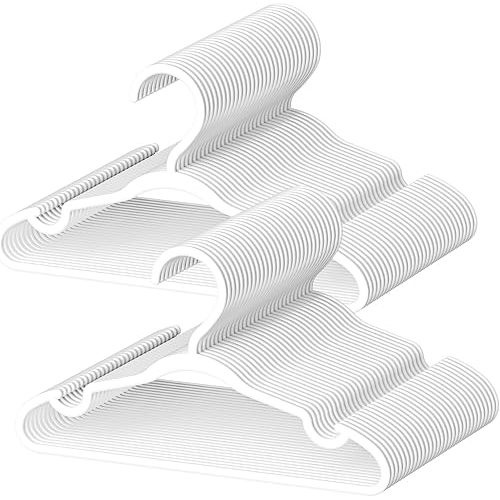 60 Pack Baby Plastic Hangers,12.83" Ultra-Thin,Non-Slip Hangers for Children. Ideal for Closets and Nurseries.Designed for Newborns and Children's Clothing,Including Trousers,Coat,Dresses.(White)