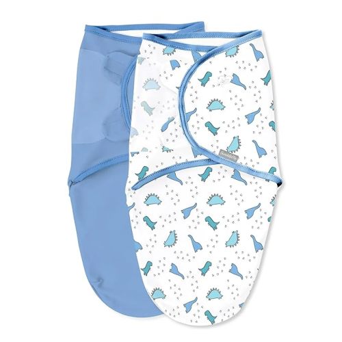 SwaddleMe by Ingenuity Original Swaddle, Size Small/Medium, 0-3 Months, 2-Pack - Dino Tracks
