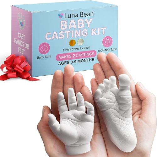 Luna Bean Baby Hand & Footprint Kit - Baby Shower Gifts for Boys Girls, Newborn Gifts for New Mom Infant Hand Foot Molding Casting Kit Registry Items Custom Personalized Keepsake Stuff