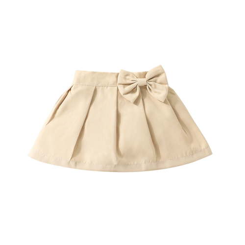 Kiijoy Infant Girls Summer Bow Pleated Skirt Casual Solid Color A Line Skirt, Sizes 9-12 Months