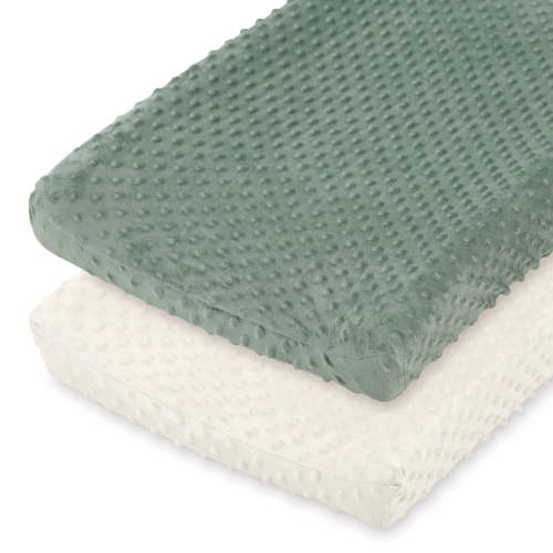 The Peanutshell Minky Dot Sage Ultra Soft Baby Mat Cover for Boys and Girls, 2 Pack
