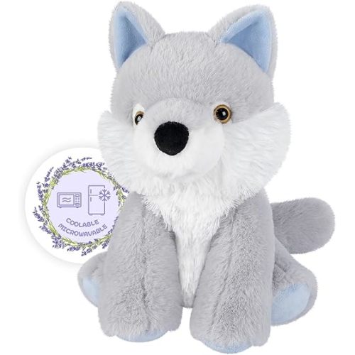 Heatable & Coolable Wolf Stuffed Animals, Cute Microwavable Heating Pad Plushies for Soothing & Relaxation, Stuffed Wolf Plush Toys, Wolf Plush Toy Gift