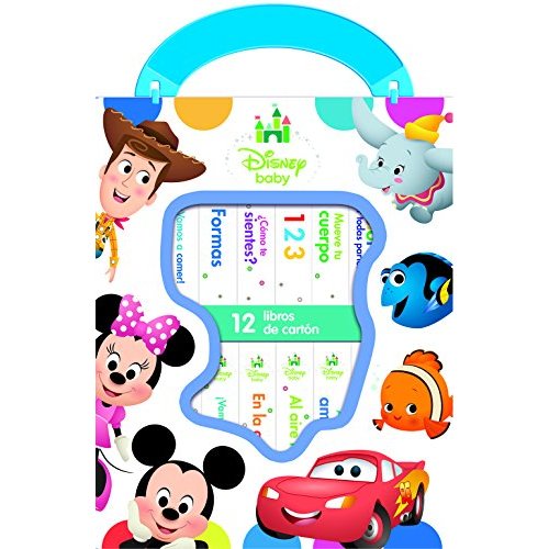 Disney Baby: Mi Primera Biblioteca - 12 Libros De Carton - Incluye personajes de Mickey Mouse, Toy Story, Bambi, Los Increíbles y Mas! - PI Kids (Spanish Edition)