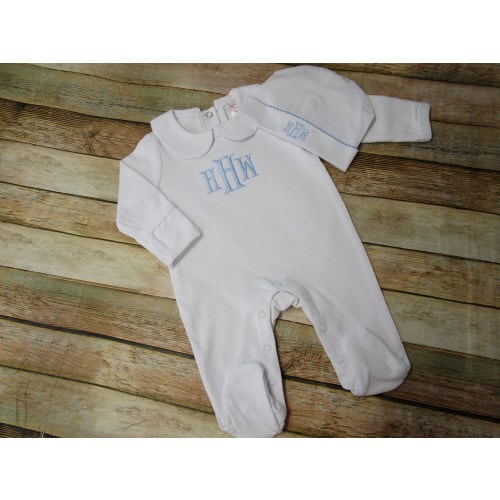 Newborn Baby Footie-Baby Boy Romper-Newborn Coming Home Outfit-Collared Footie