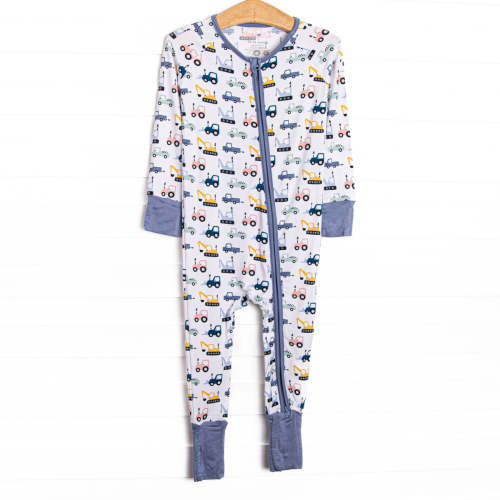 Road Work Rush Bamboo Zippy Pajama, Blue – Stitchy Fish