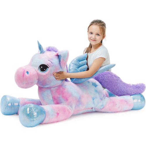 MaoGoLan 43" Big Unicorn Stuffed Animal Plush with Wings Giant Soft Unicorn Pillow Toy Stuffed Unicorn Toys