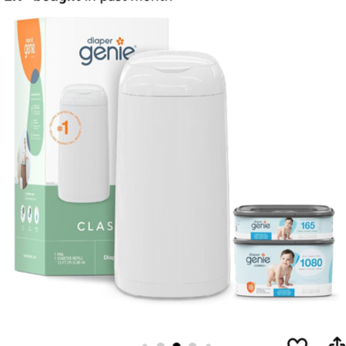 Diaper Genie Classic Diaper Pail Gift Set | Push-N-Lock Odor Control | Includes Starter Refill and Jumbo+ Refill | Holds up to 1,245 Newborn Diapers | Baby Registry Must-Have