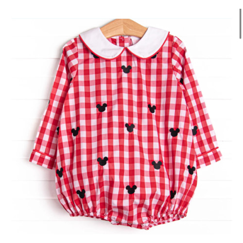 Oh Toodles Embroidered Boy Bubble, Red Check – Stitchy Fish