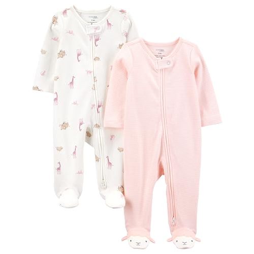Simple Joys by Carter's Baby Girls' Cotton Footed Sleep and Play, Pack of 2