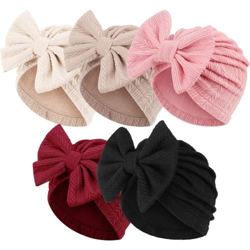 AQOKKA Newborn Baby Girl Hats with Bow Toddler Infant Beanie Cap Newborn Hospital Hats for Baby Girl Kid 3-12 Months