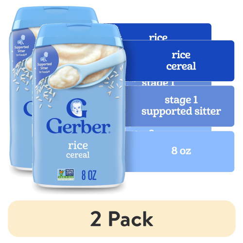(2 pack) Gerber Stage 1 Baby Food, Baby Rice Cereal, Gerber Cereal For Baby, Infant Cereal 8 oz