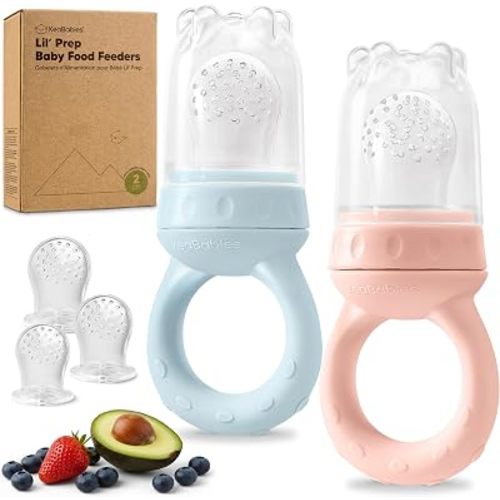 KeaBabies Baby Fruit Feeder 2pk, Silicone Baby Food Feeder,BPA-Free (Peace)