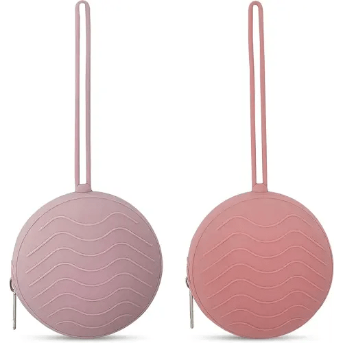 Silicone Pacifier Holder Case 2-Pack – BPA-Free, Food-Grade Silicone – Zippered Travel Pacifier Organizer – Portable Baby Case for Pacifiers, Teethers & Essentials – Dishwasher Safe