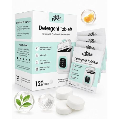 Bottle Washer Tablets 120PCS, Baby-Safe and Deep Cleans Milk Residue & Odor