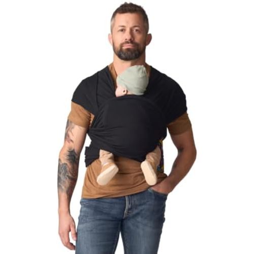 Organic Baby Wrap Carrier with Handmade Pouch (8–35 lbs) Soft, Breathable GOTS-Certified Cotton, Easy To Put On, Secure D-Ring Design, Handcrafted in Tanzania & Canada – Safe, Supportive & Ergonomic Baby Wrap for Newborns & Infants (Coal)